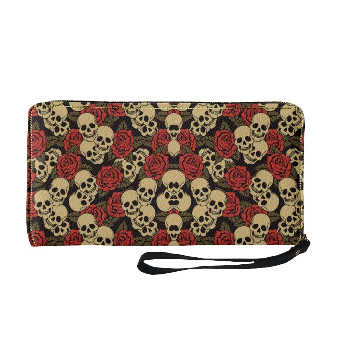 Skull Print Women Luxury Wallets For Famous Brands Clutch Wallet Pu Leather StrapSlim Phone Bag Carteras Para Mujer
