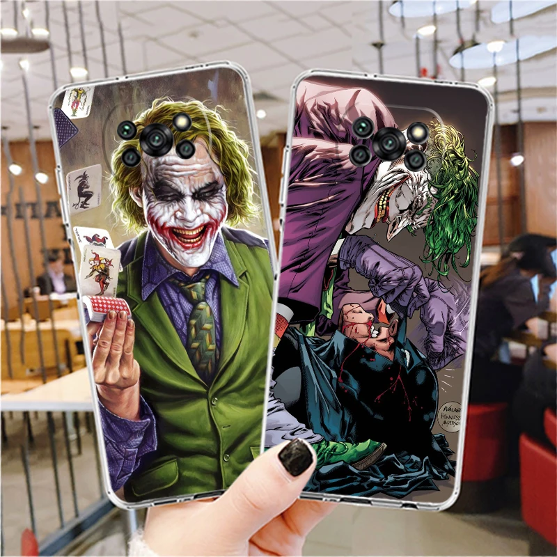

The Dark Knight villain Joker Phone Case For Xiaomi Mi Poco X4 X3 NFC F4 F3 GT M4 M3 X2 F2 F1 Pro C3 5G Transparent Cover