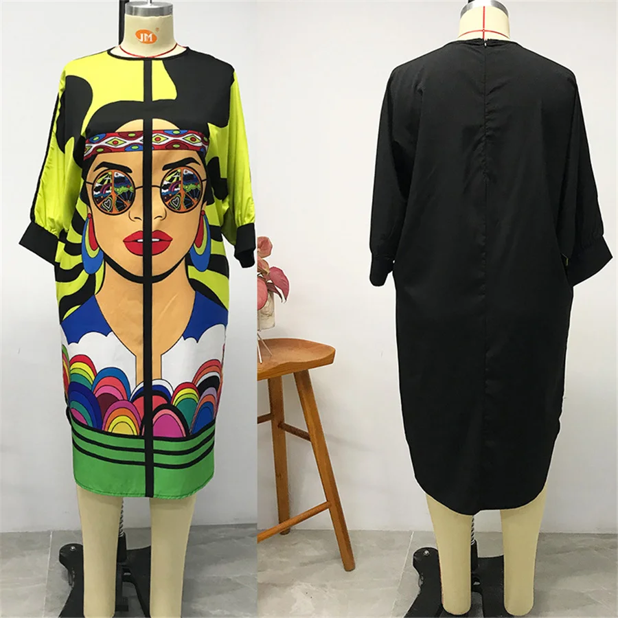 

New 2021 spring new African mother print head stitching large women's dress