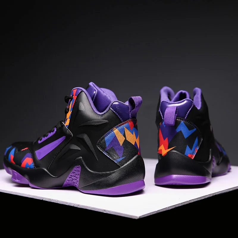 Men Women Basketball Shoes Lace-Up High Top Stable Breathable Sneakers Outdoor Couple Trend Athletic Shoes