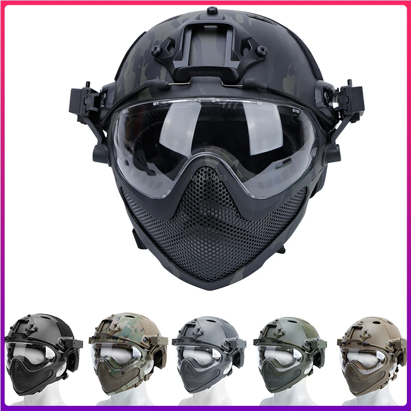 

Tactical Shooting Helmet Airsoft Paintball Training Full Covered Helmets Hunting Military Combat Wargame Head Protection Cover