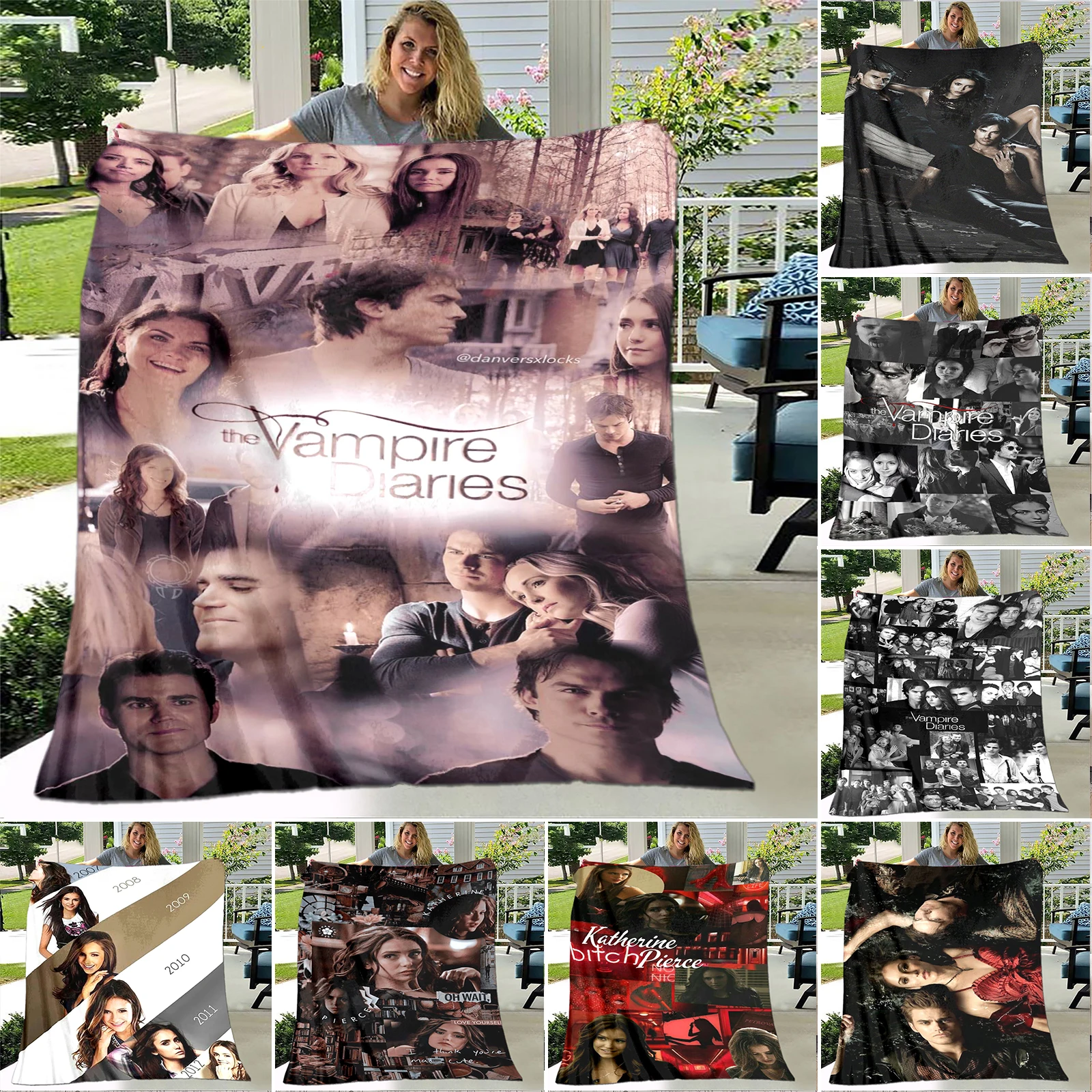 

Одеяло с принтом дневников вампира, фланелевое одеяло, мягкое теплое одеяло для гостиной, спальни, кровати, дивана, путешествий