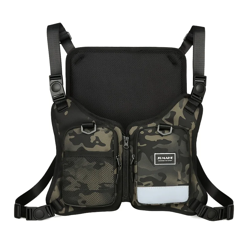 Enlarge Fashion Men's Chest Bag Reflective Running Waist Bag Running Mobile Phone Bag Tactical Vest
