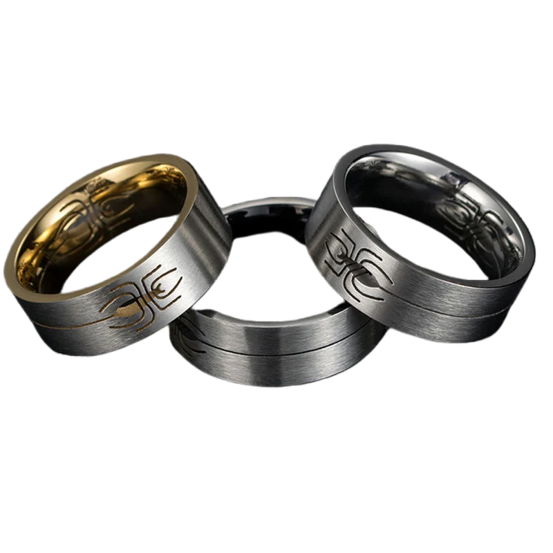 

Marvel animation peripheral titanium steel hollow Spiderman ring trendy stainless steel hip-hop style ring exquisite jewelrygift