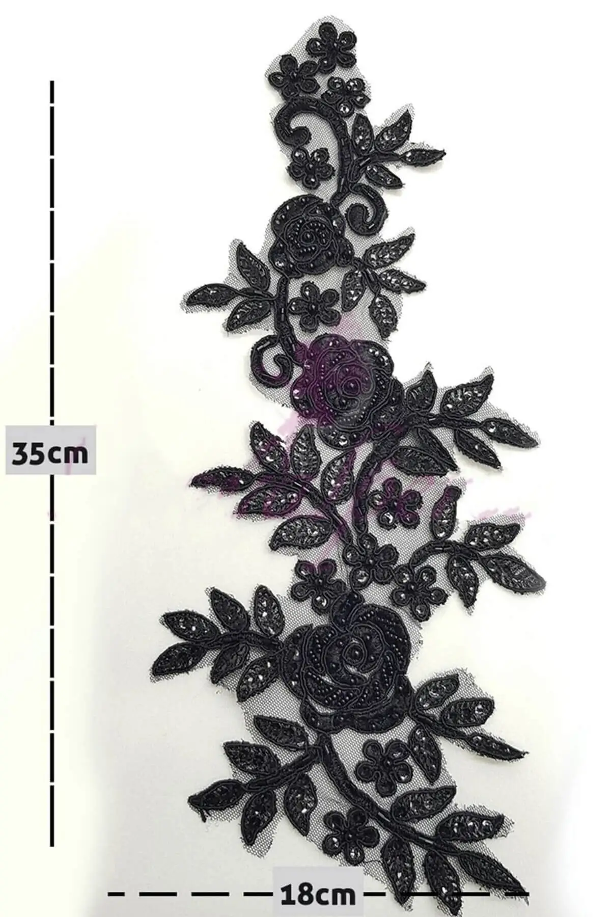 

Black bead embroidered rose patterned guipure lace decorative ribbon hobby supplies & entertainment life