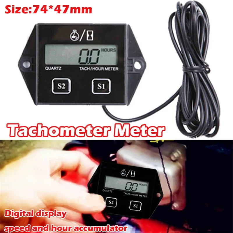 

1pc LCD Display RPM Meter Timer Motorcycle Engine Tachometer/Hour Meter Motorcycle Accessories