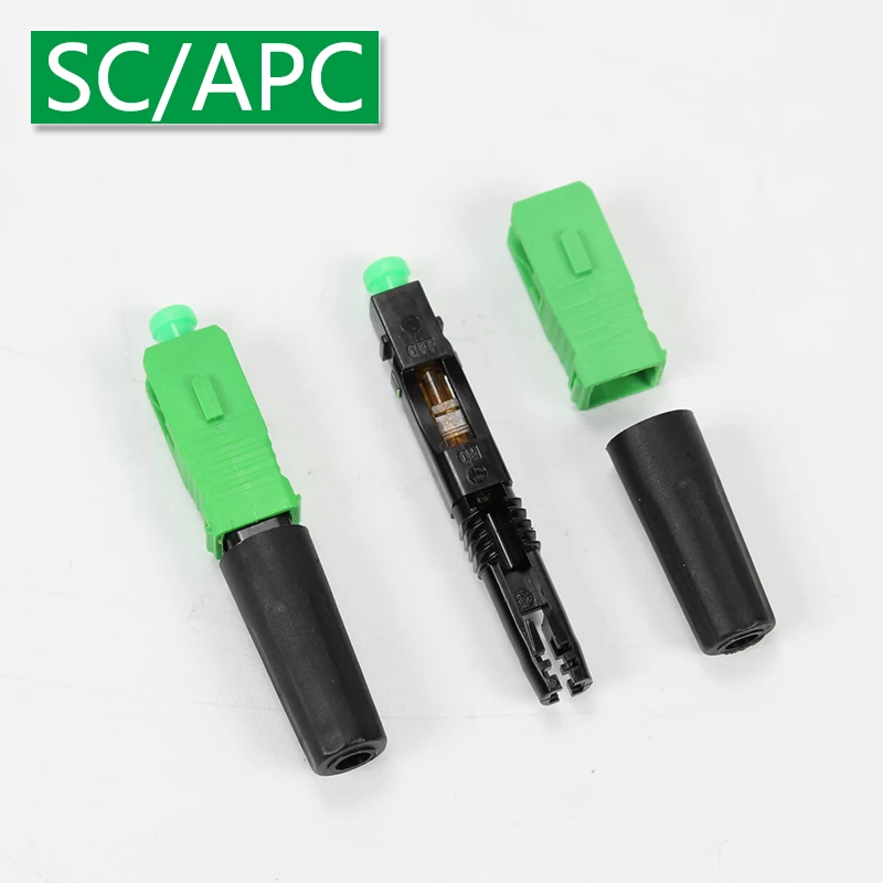 100PCS/LOT Optical Fiber Connector Green SC APC Quick Connector FTTH FTTB FTTX Network Fiber To The Home