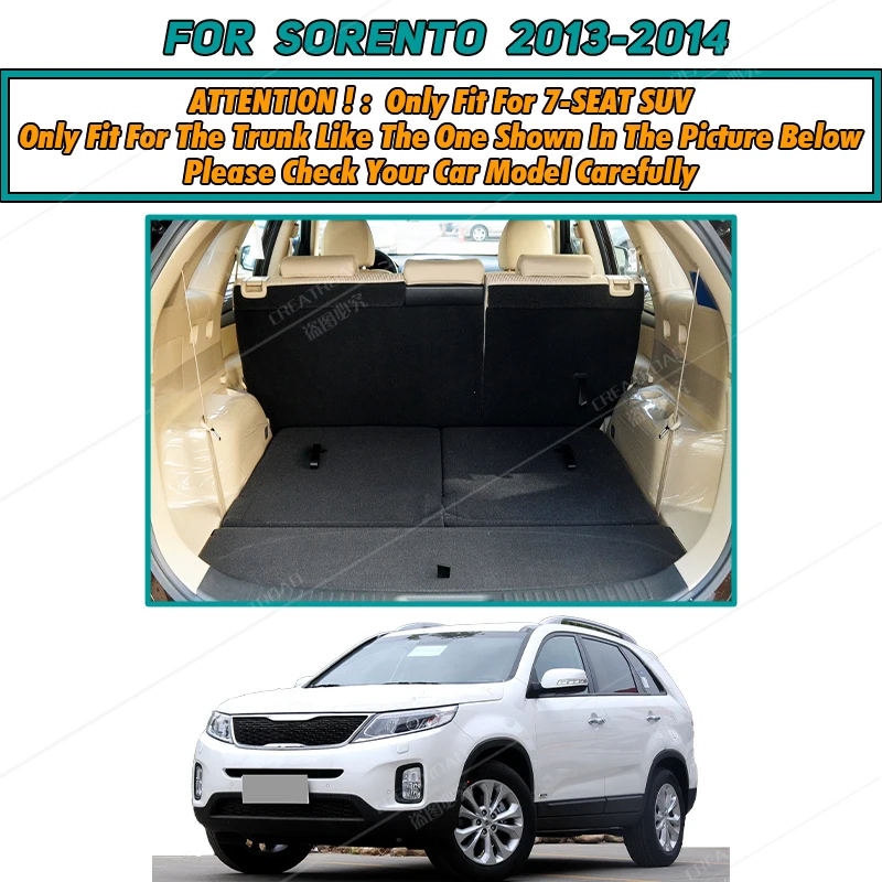 Фото Автомобильный коврик для багажника с полным покрытием для Kia Sorento 5/7-Seat 2013 2014, автомобильный коврик для багажника, защитные аксессуары для салона автомобиля №3