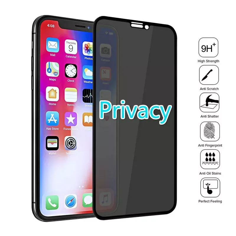 

Full Screen Protector For iPhone 11 Pro X XS MAX XR Anti-spy Tempered Glass For iPhone 12 12 Mini 7 8 Plus 6 6S SE Privacy Glass