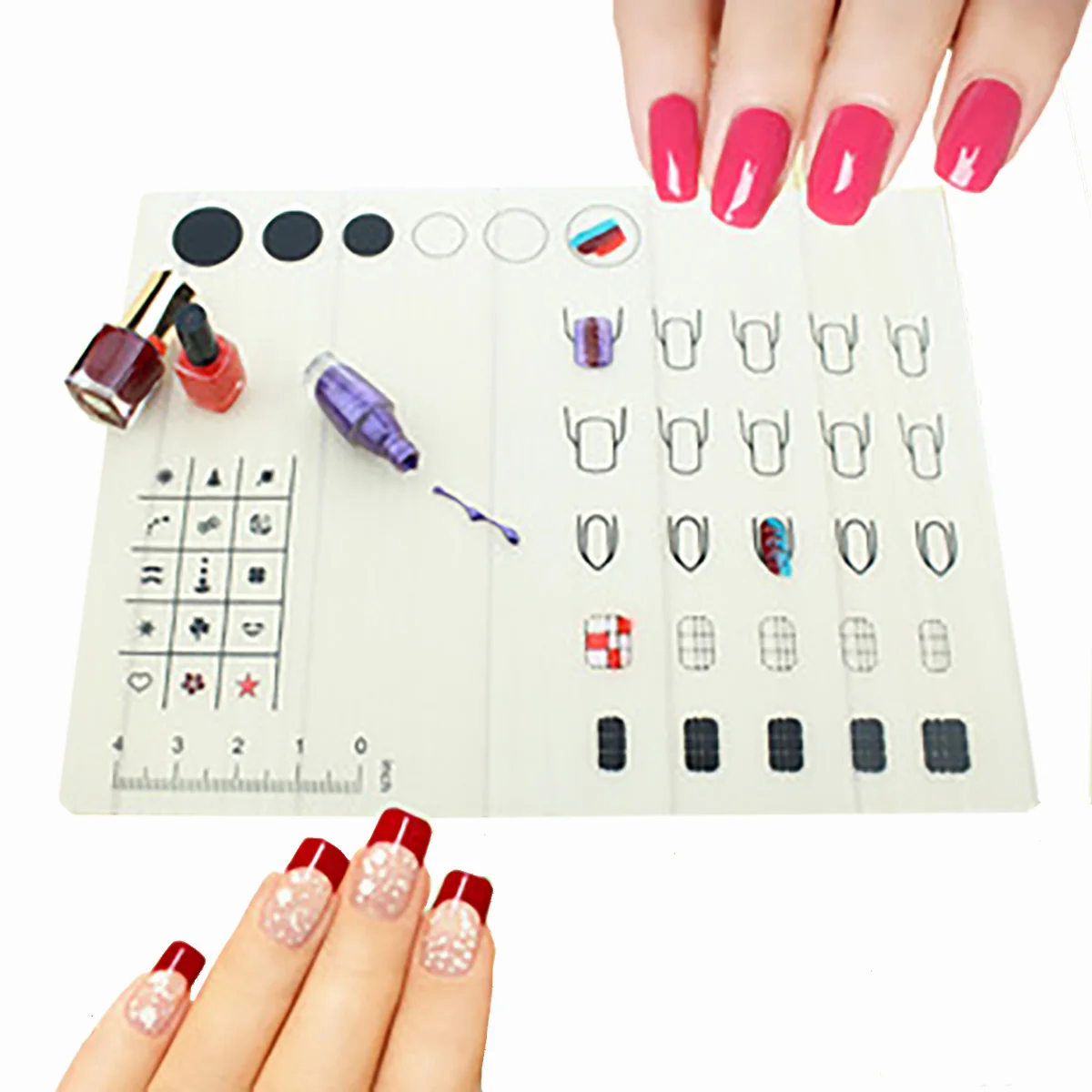 

Manicure Art Nail Printing Pad Palette Nail Rest Silicone Training Professional Pad For Flexible Hand Table Tool For