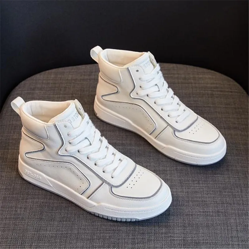 Кроссовки женские из натуральной кожи высокие Вулканизированная резиновая