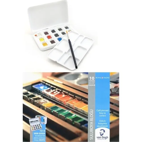 

Talens Van Gogh Tablet Watercolor 12 + 3 Color + Van Gogh 25 X35 Cm. 300 g Notebook Gift