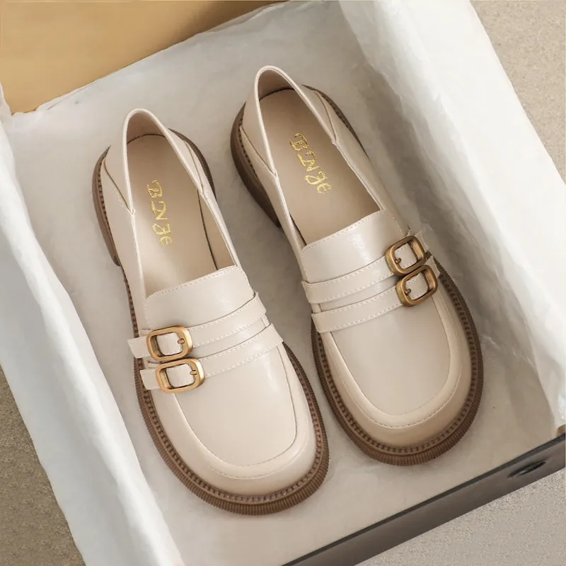 

Microfiber Leather Shoes Platform Loafers Flats Shoes for Women 2022 Autumn Femmes Heighten Low-heeled Casual Shoe Free Shipping