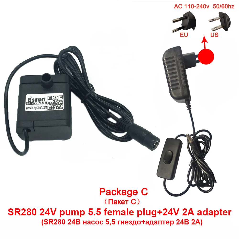 Погружной насос SR280 маленький помпа для воды 12 В USB 24 бесшумный низкое давление