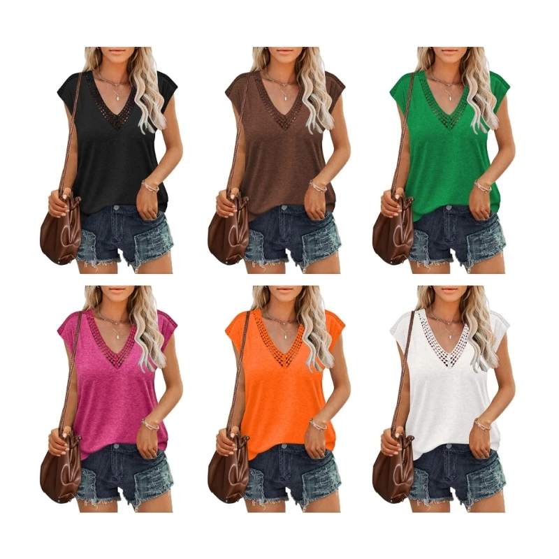 

Женская футболка с коротким рукавом и V-образным вырезом