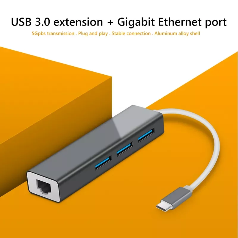 

USB C HUB Gigabit Ethernet Rj45 Lan Adapter USB Type C to USB 3.0 HUB 10/100/1000 Network Card for MacBook ChromeBook