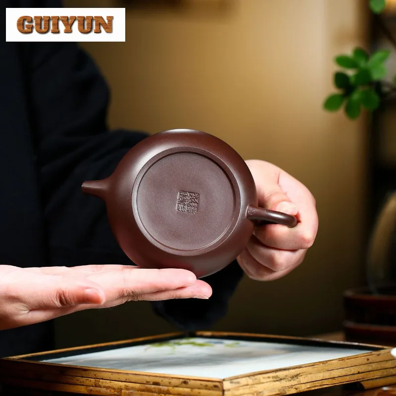 Чайники из исинской фиолетовой глины 180 мл плоский чайник ручной работы сырая