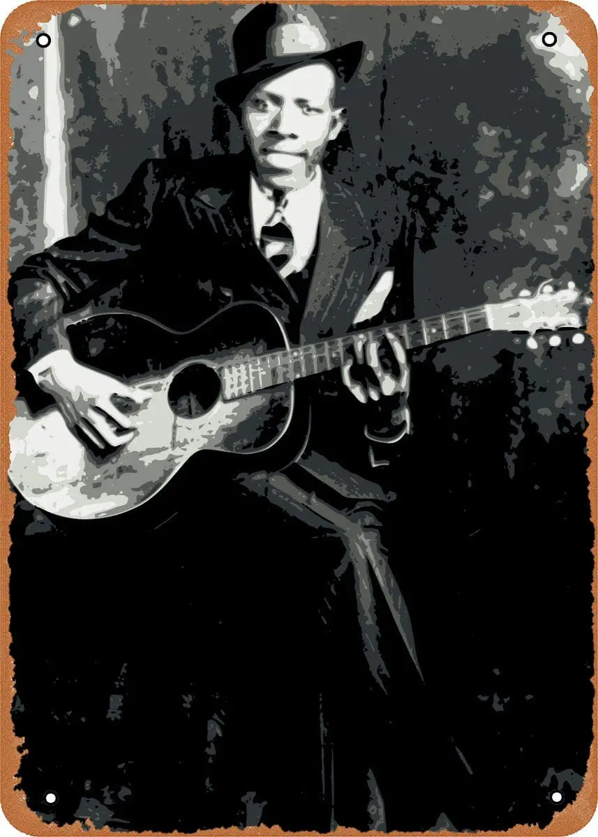 

Guitar Legends Robert Johnson Plaque Poster Metal Tin Sign Retro Vintage 8x12 Inch Wall Decor