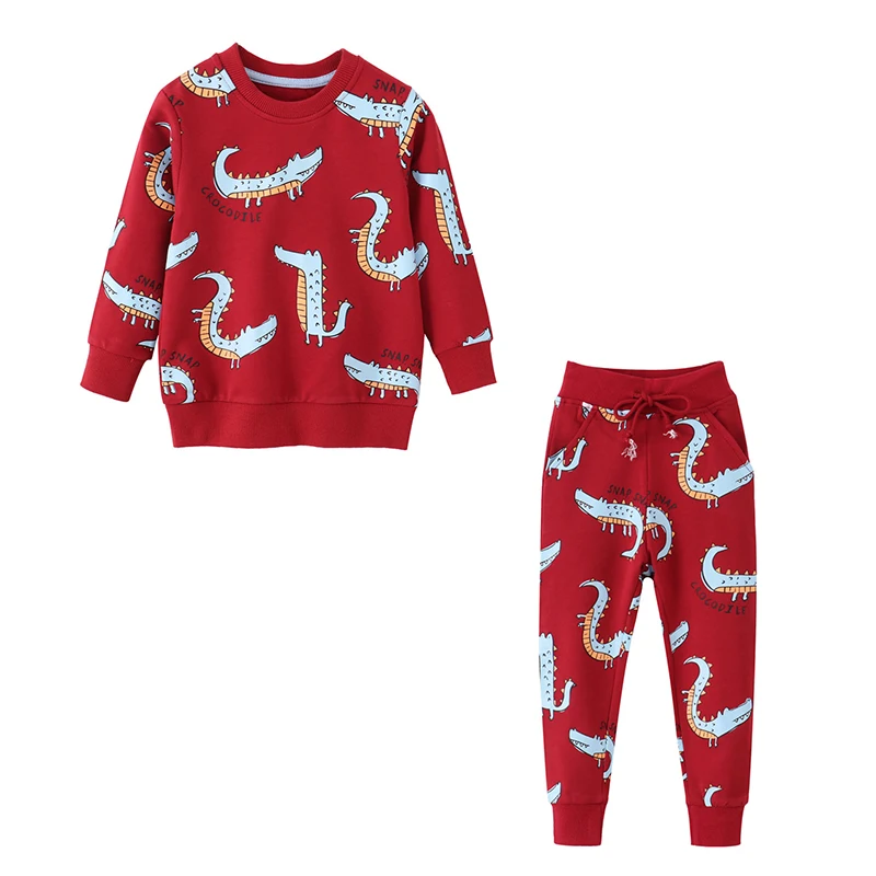 

Jumping Meters New Arrival Children's Clothing Sets With Animals Print Autumn Spring Toddler Kids Suits 2 Pcs Outfits Baby Set