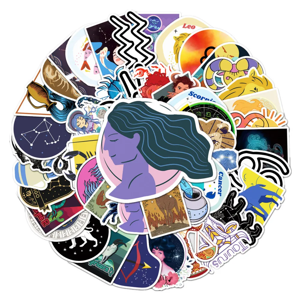 

10/30/50PCS Cartoon Zodiac Signs Graffiti Stickers for Luggage Journal Laptop IPad Skateboard Waterproof Stickers Wholesale