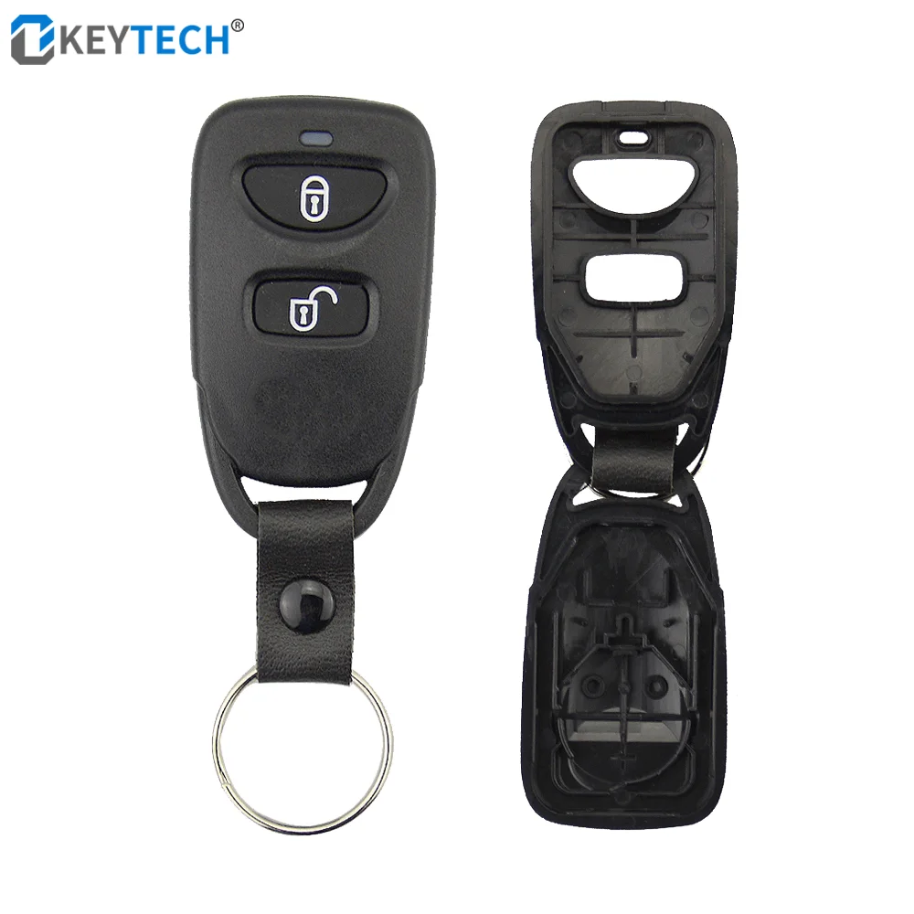 

OkeyTech 2 Buttons For Hyundai Santa Fe Remote Car Key Shell Auto Replacement Cover Case Fob Housing Keychain With Battery Holde