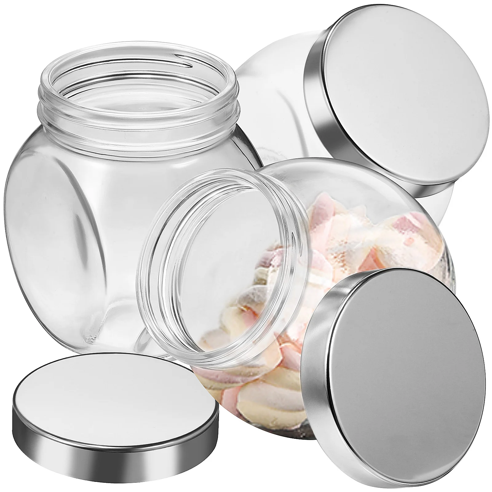 

3 Pcs Food Containers Glass Sealed Jar Canisters With Airtight Lids Jars Cereals Tea Clear Grain Storage Tank Kitchen