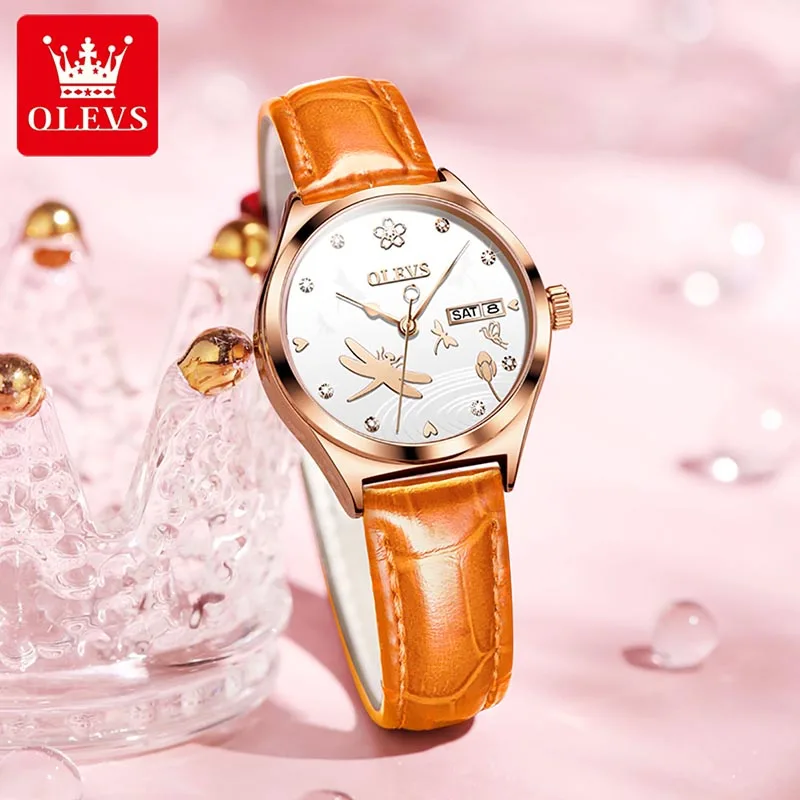 OLEVS Luxury Brand Womens Automatic Mechanical Watch Fashion Rose Gold Case Women Casual Clock 30M Waterproof Weekly Calendar enlarge