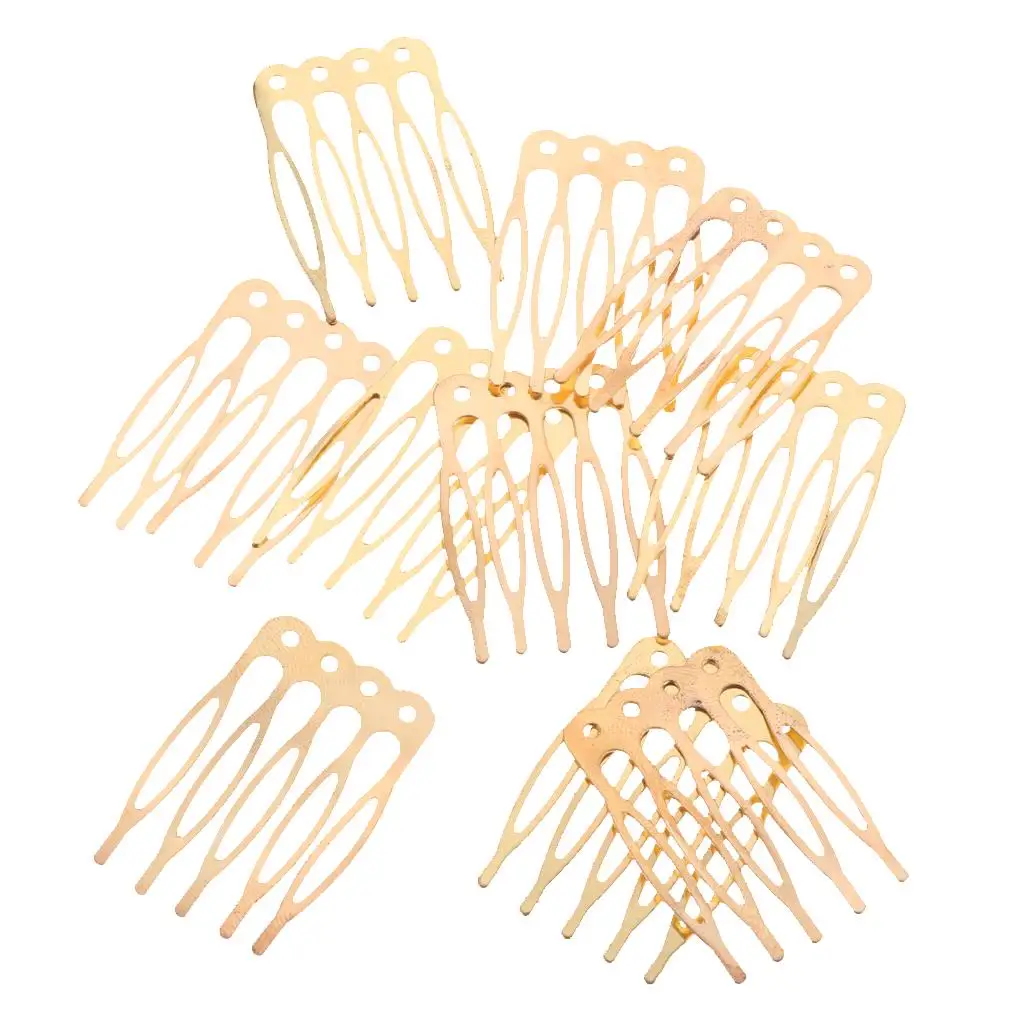 

40x Blank 5 Teeth Hair Combs Hair Clips Bridal DIY Headwear Crafts 1.1inch