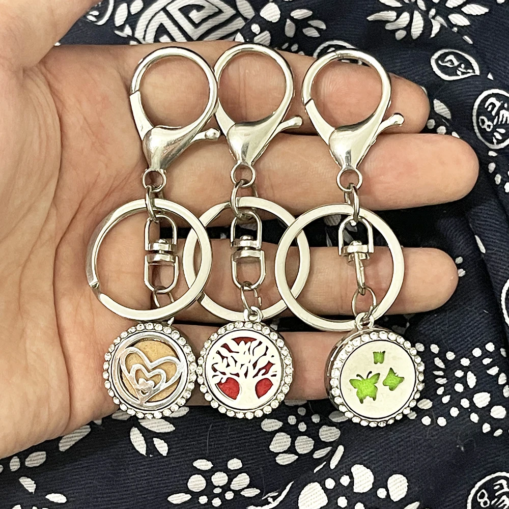 Модная ароматерапия Бабочка циркон брелок ювелирные изделия нержавеющая сталь