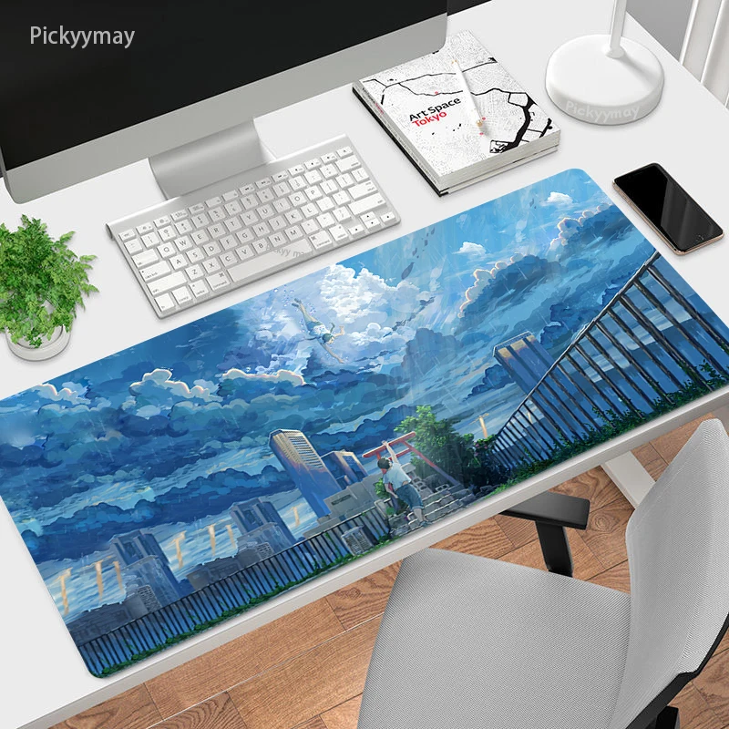 

Weathering With You Mouse PadGaming Mouse Mat Xxl Computer Kawaii Anime 900x400 Desk Mat Keyboard MousePad Large Carpet Office