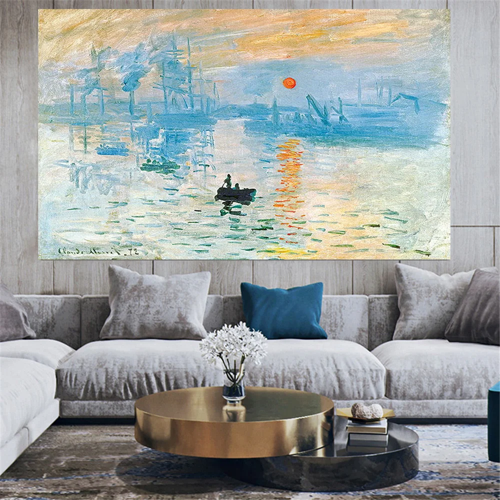 

Pure Hand-Painted Sailboat Oil Painting Canvas Seascape Sunset Modern Retro Abstract Wall Art Life Living Room Home Porch