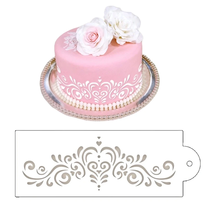

1Pcs Cream Cake Spray Flower Stencil Fondant Dessert Template Lace Border Decorating Tools Wedding Party Baby Shower Cake Decor