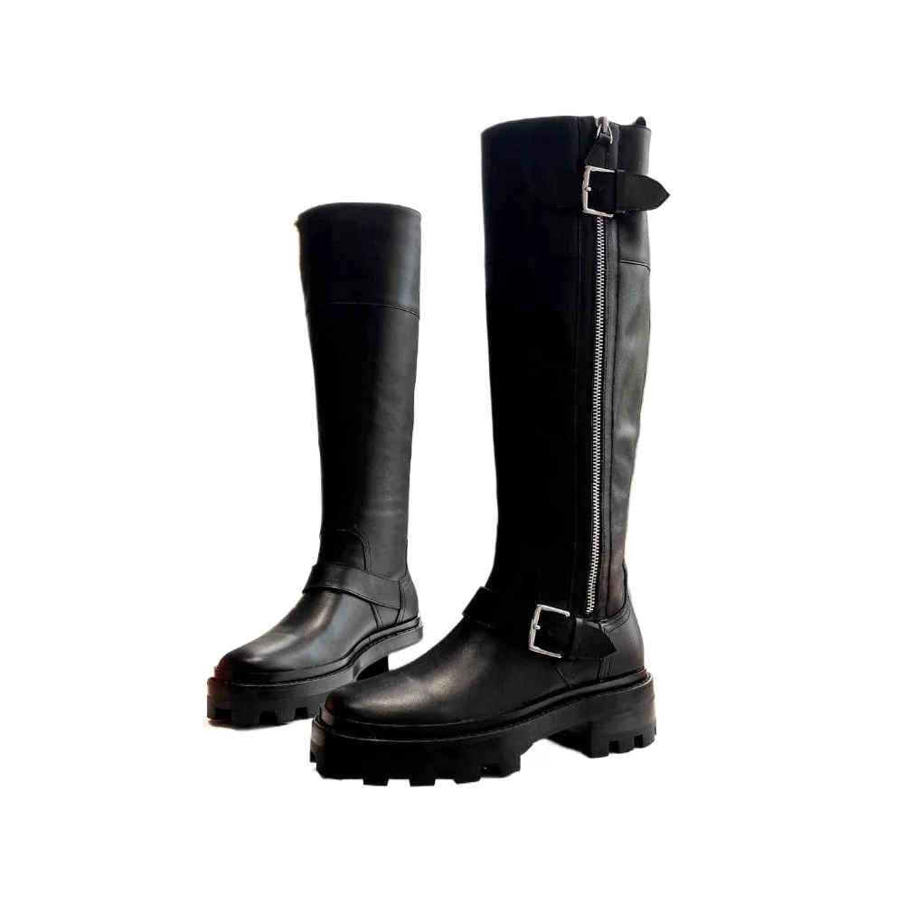 NIGO женские осенне-зимние модные трендовые ботинки для верховой езды с пряжкой на