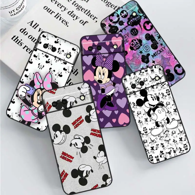 

Minnie Mickey mouse print Phone Case For Google Pixel 8 7A 7 6 Pro 6A 5A 5 4 4A XL 5G Black Shell Soft TPU Cover Coque Capa