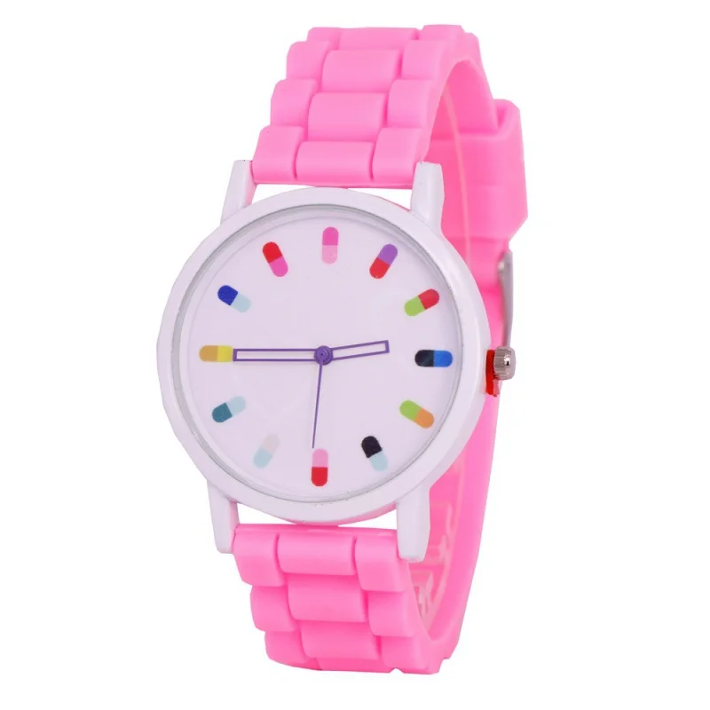 Fashion Silicone Capsule Jelly Quartz Watch Color Pointer  Pattern Women's Children's Watch