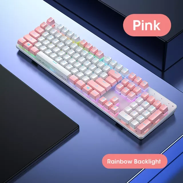 

Backlight Computer Gaming PC Keyboards Backlit Wired Mechanical Keyboard Gaming Kit Black Blue Switch Wired USB PC Gamer Rainbow