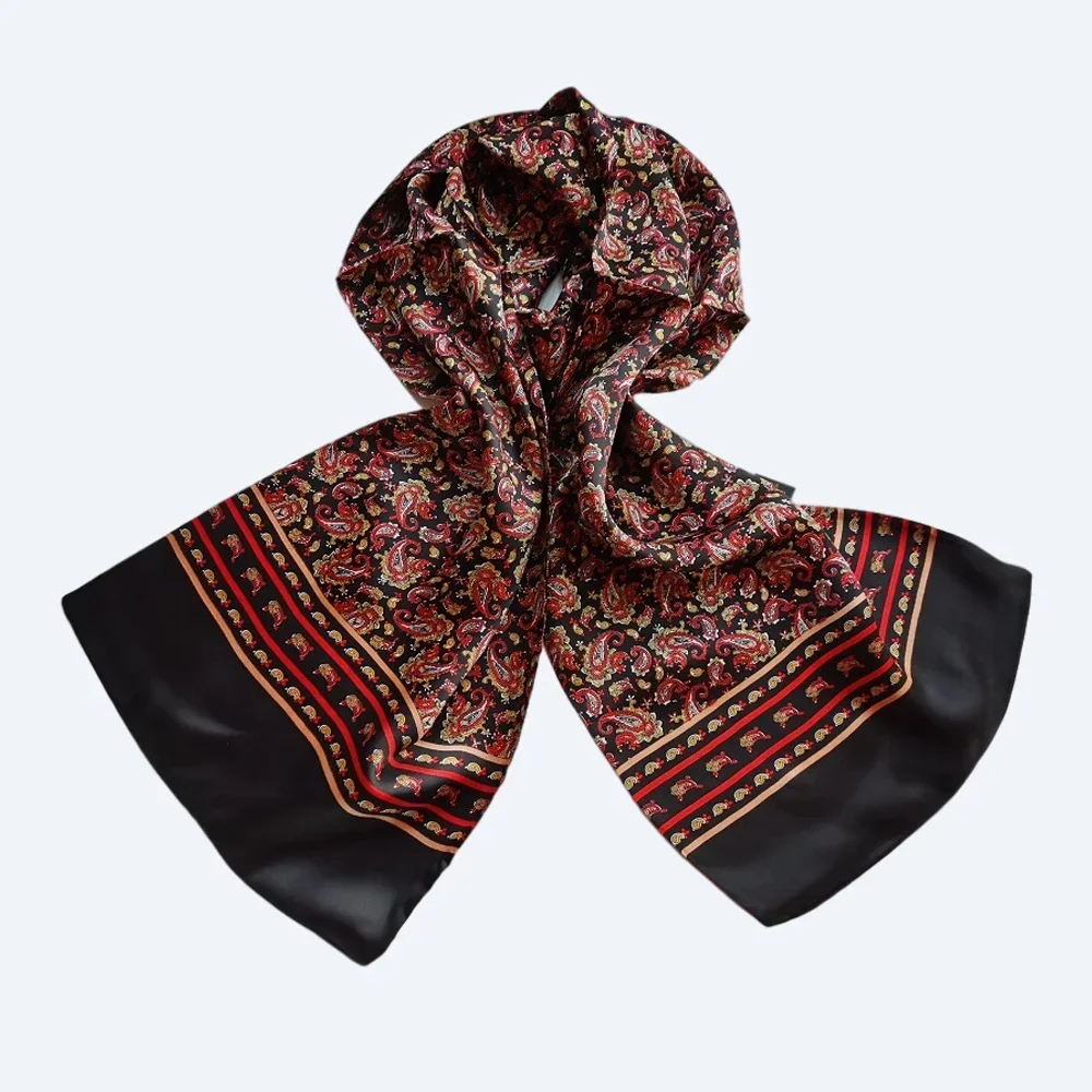 Мужской 100% шелковый шарф Пейсли Винтажный Длинный двухслойный шейный платок