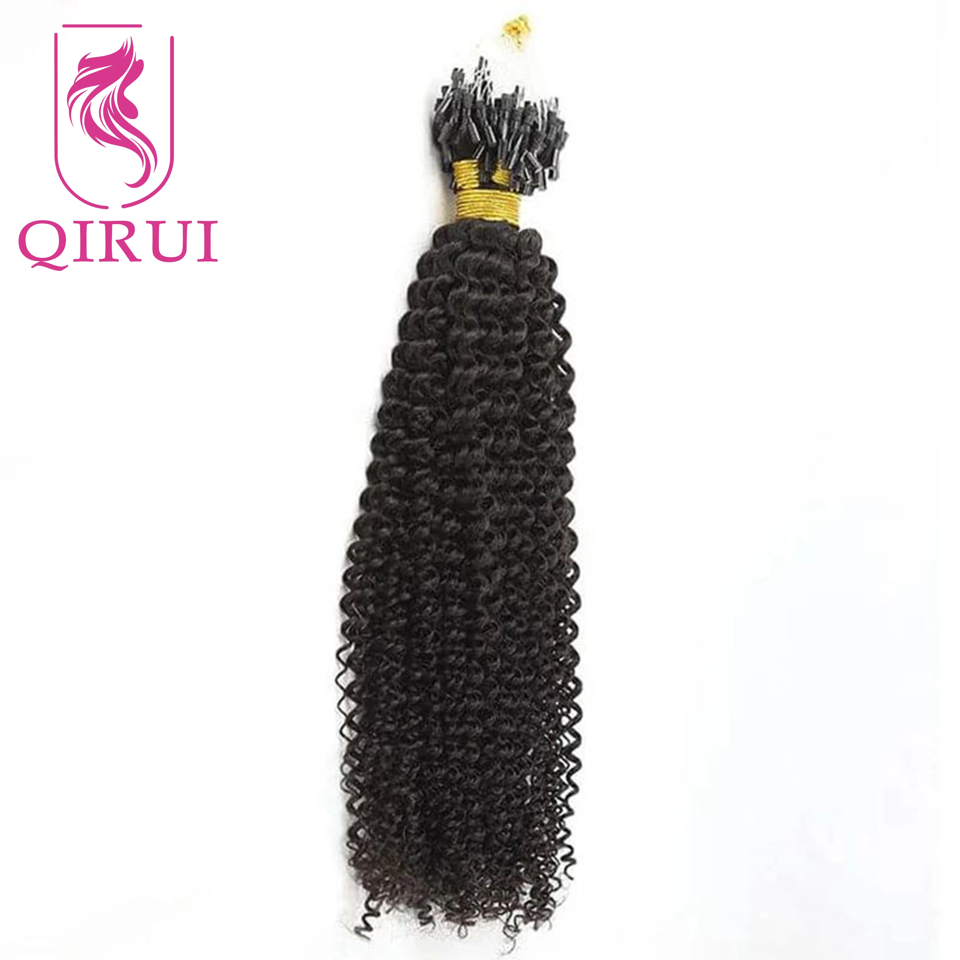 Microlink кудрявые человеческие волосы для наращивания черных женщин бирманские