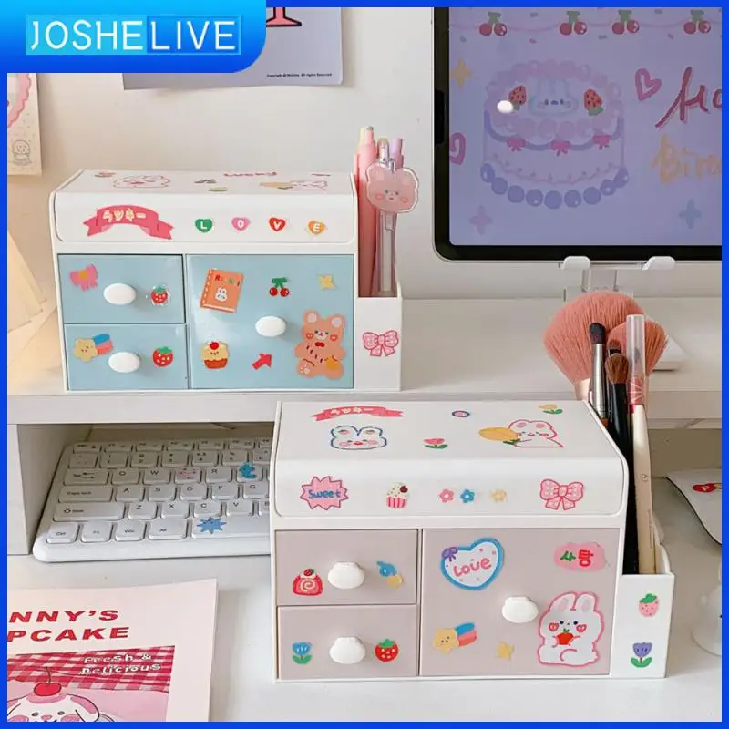 

Drawer Desk Storage Drawer Cute Stationery Cosmetics Container Divided Format Large Capacity Desktop Storage Box Storage Box
