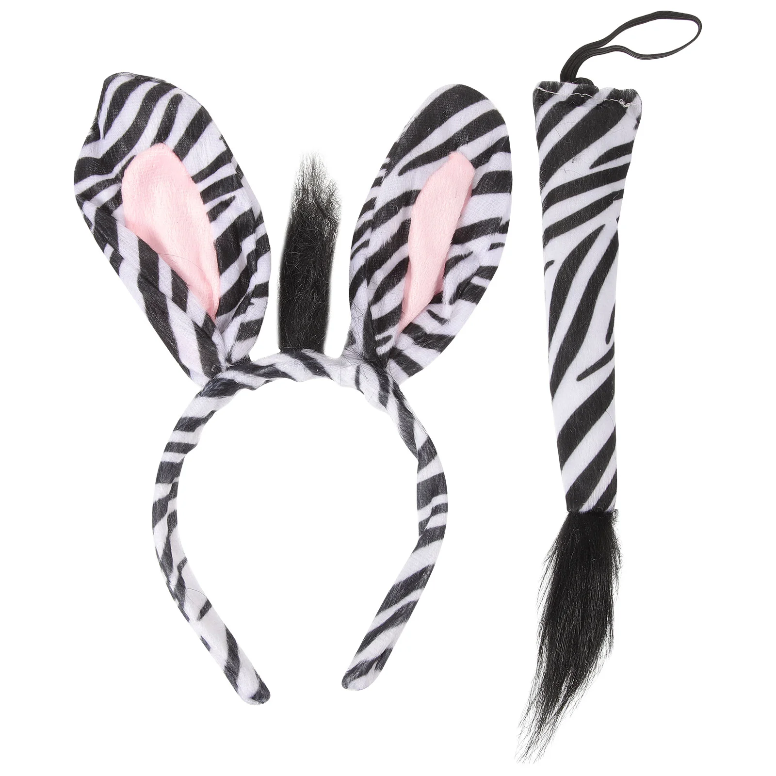 

Bunny Tails Zebra Hair Hoop Headdress Animal Cosplay Headband Rabbit Ears Child