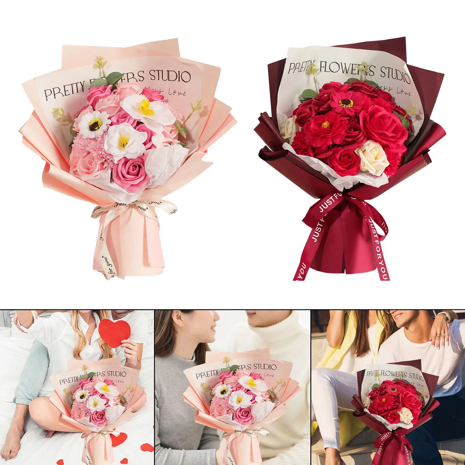 Букет цветов на День святого Валентина подарки для нее центральные части мыло