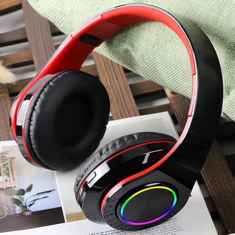 

Наушники с сабвуфером, наушники, беспроводные игровые Bluetooth-гарнитуры для ТВ, ПК, музыкальная гарнитура с подсветкой и микрофоном, наушники