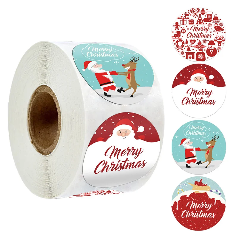 

500PCS Santa Claus Christmas Gift Decoration Sticker Packaging Stationery Sticker Happy Holidays Decoration Seal Label