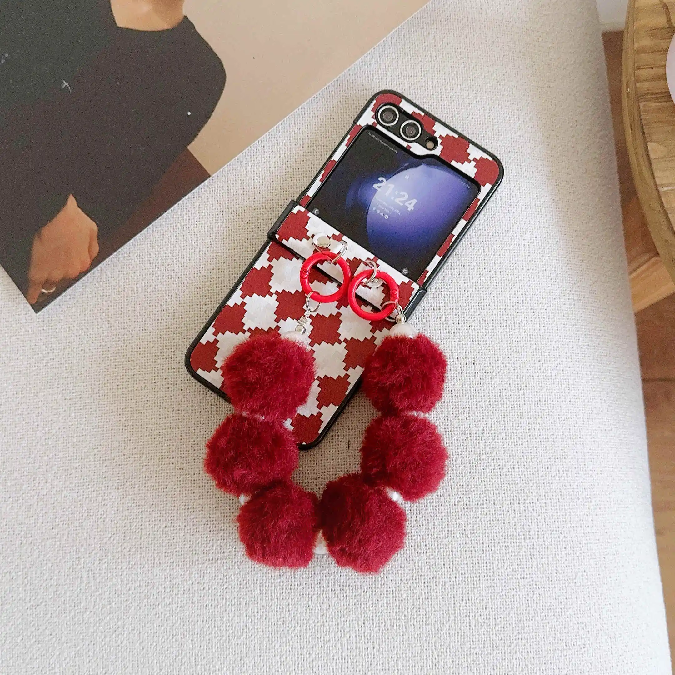 Милый чехол для телефона с ремешком на запястье из искусственной кожи Samsung Galaxy Z