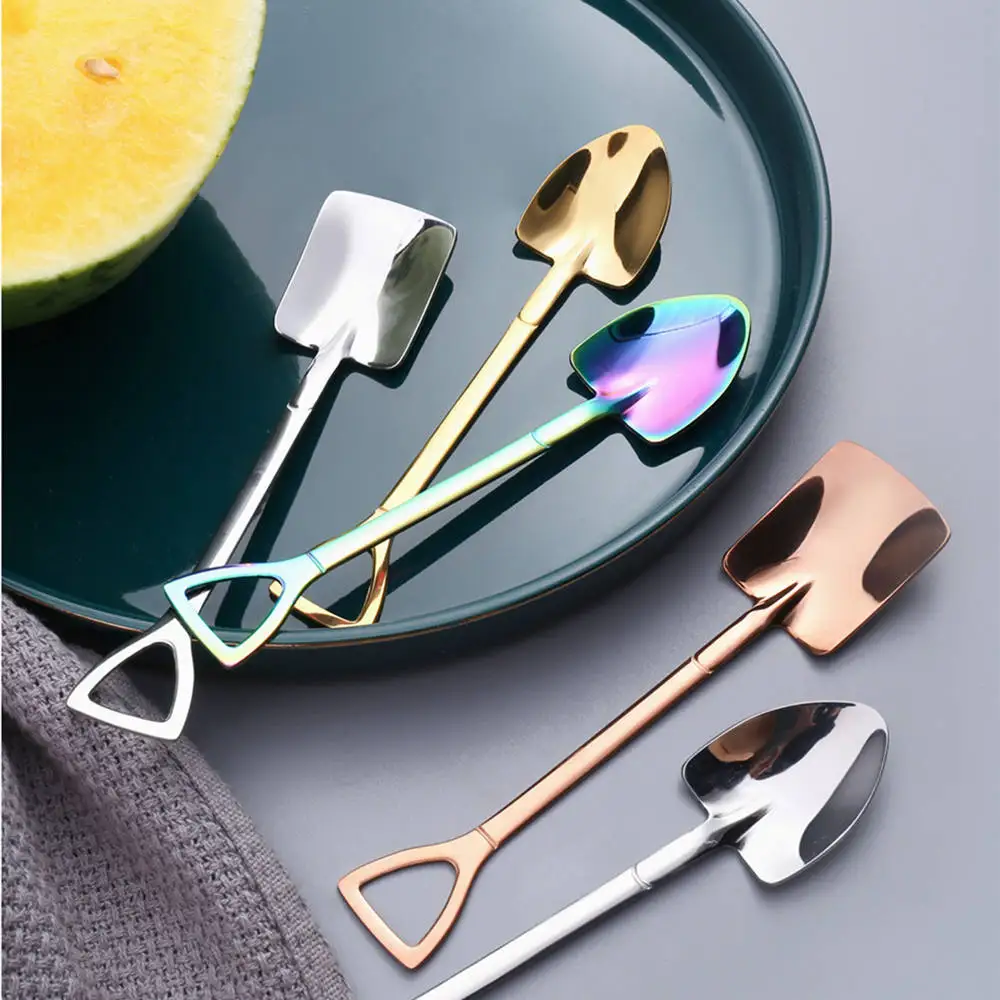

Dinnerware Shovel Tableware Spoons StainlessSteel Cream Coffee Gadgets TeaSpoons Retro Cake Creative Ice Cutlery Kitchen Fashion