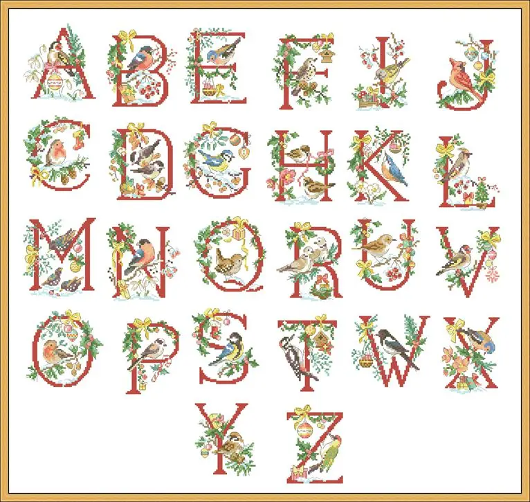 

Top Selling Christmas Bird Letters 68-65 Embroidery DIY 14CT Unprinted Arts Cross stitch kits Set Cross-Stitching Home Decor