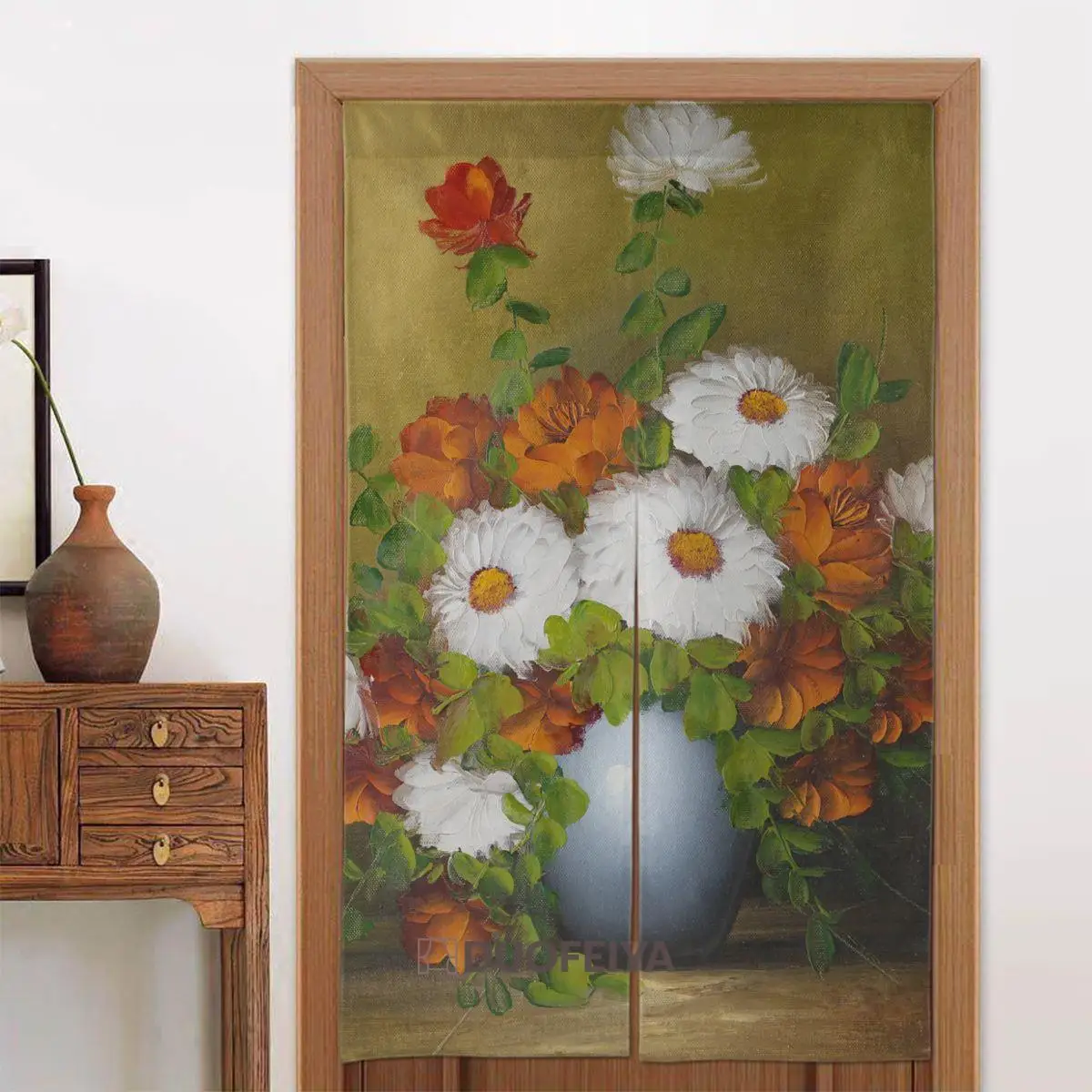 

Oil Painting Japanese Door Curtains Van Gogh Partition Curtain Cotton Linen Funny Noren for Doorway Restaurant Gift