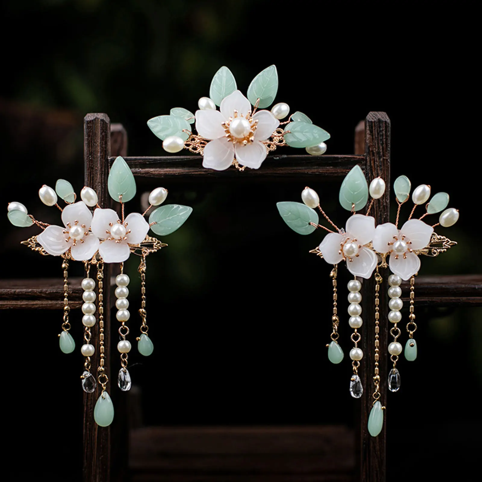 Fairy Hairpins Hair Clip For Women Chinese Hanfu Hair Accessories Girls Flower Pearl Tassel Headpiece Hair Forks Ancient Jewelry