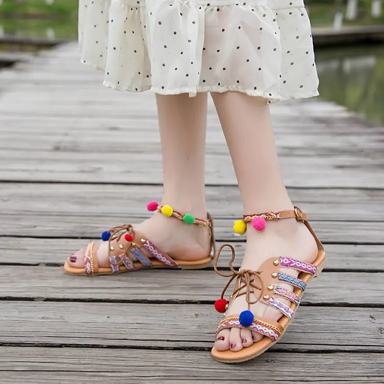 

Sandals Elastic Band Black Shoes for Women Strappy Heels Large Size Slip-on Beige Closed Fashion Flat Bohemian Comfort Big