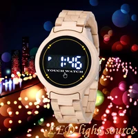 night vision mens led digital watches bamboo wood watch men handmade wooden band electronic touch screen timepiece reloj hombre